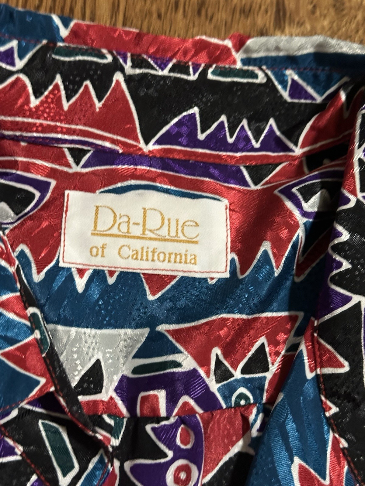 Vintage Da-Rue Of California Geometric Long Sleeve Elastic Waist Blouse Med?