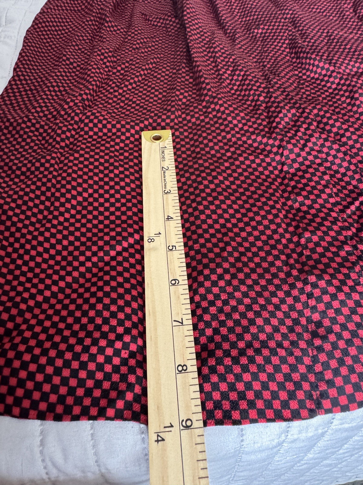 Vintage Ms Chaus Wrap Dress Red Black Check Rayon Midi Pockets Size 14 USA