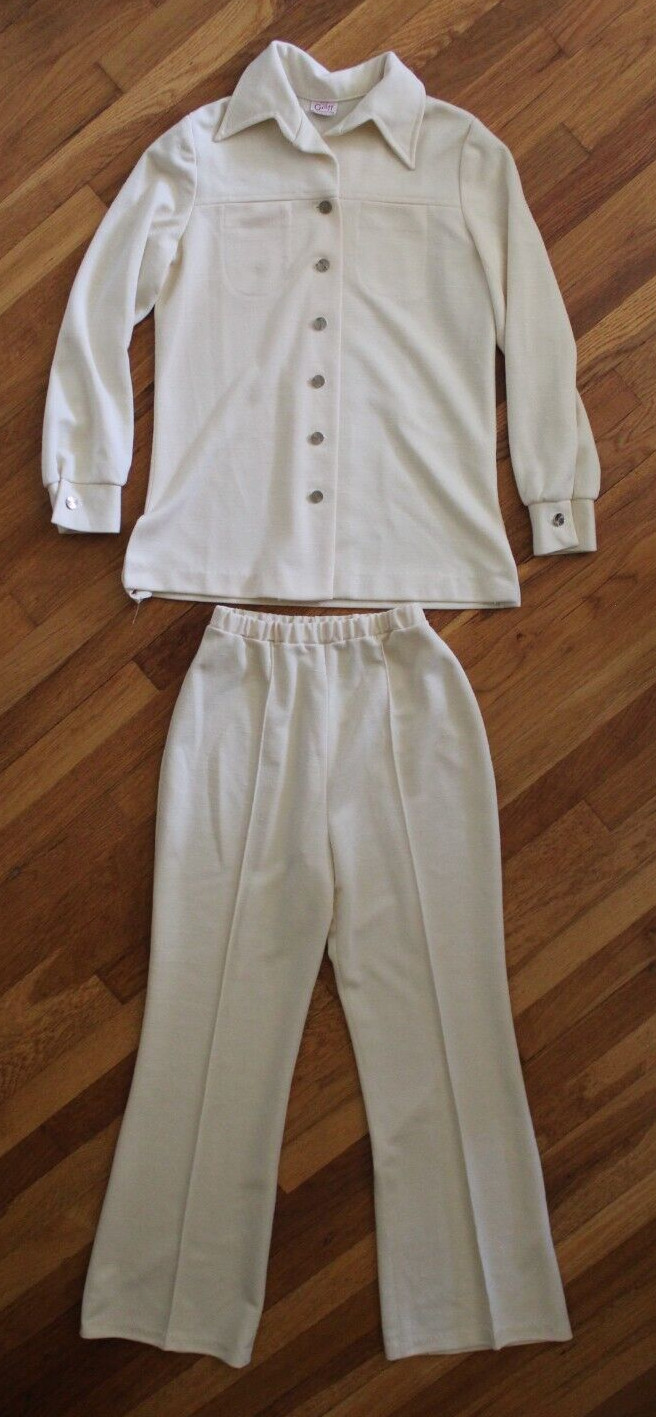 Vintage Graff Californiawear Butter Yellow Pant Button Shirt Suit Set Women’s S