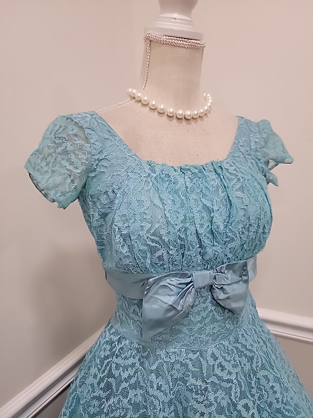 Vintage 1950’s Mid-Century Lace Tulle Party Prom Maxi Dress Circle Skirt