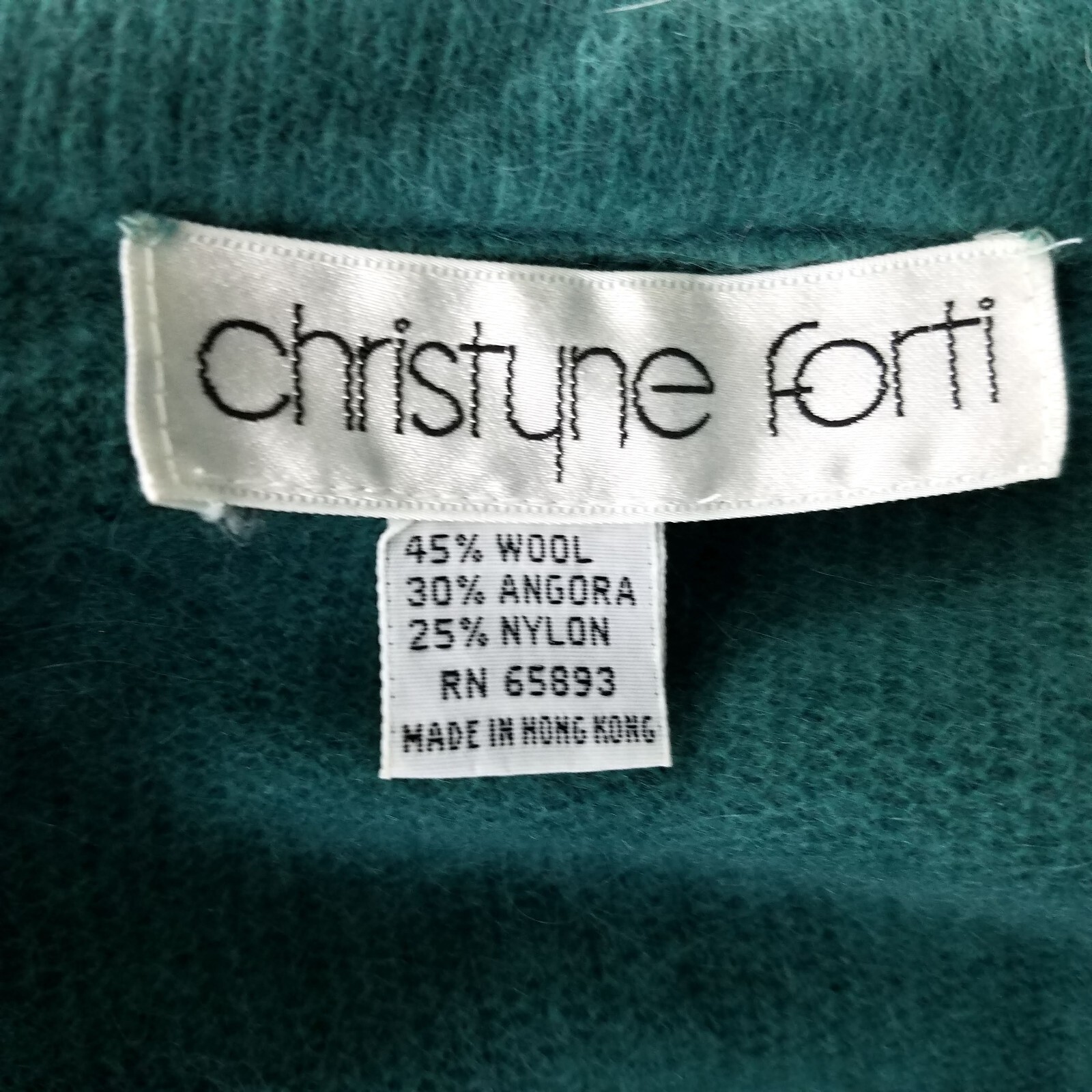 Chistyne Forti Size 12 Vintage Crop Cardigan Sweater Jacket Green Angora Wool