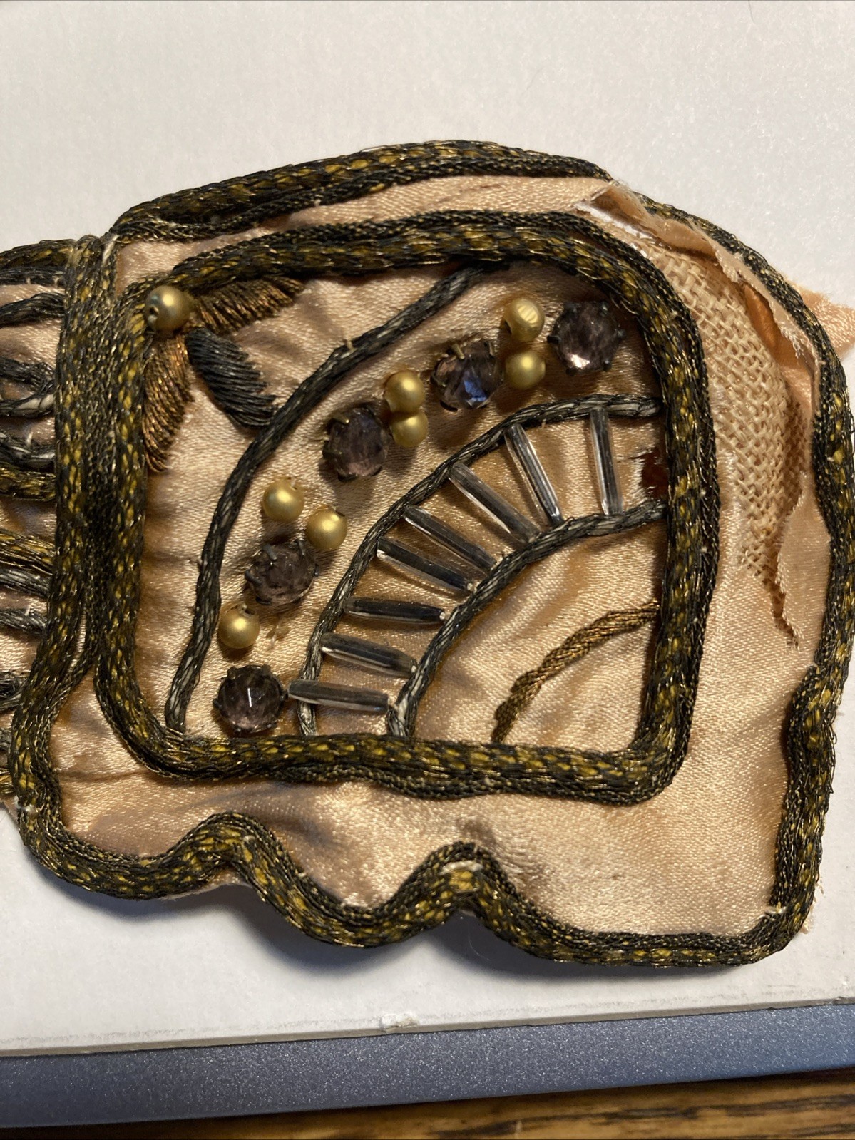 Pair Antique 1900’s Hand Stitched Beads & Rhinestones for Opera Cape Sleeves?