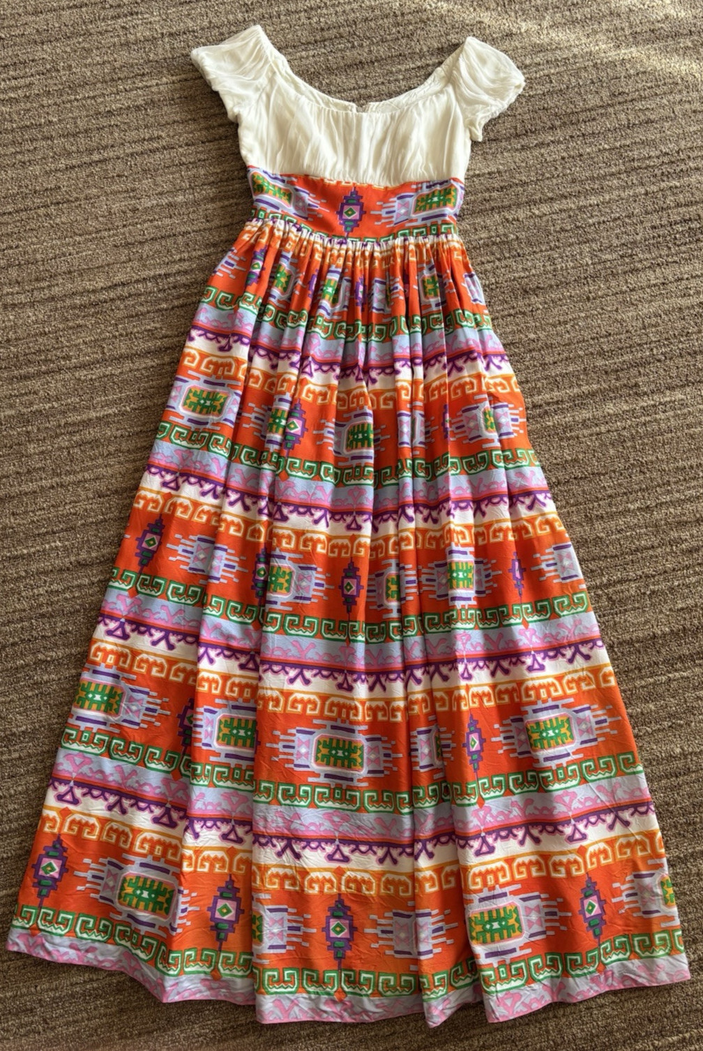Vintage 1960’s/70’s Geometric Maxi Dress Small