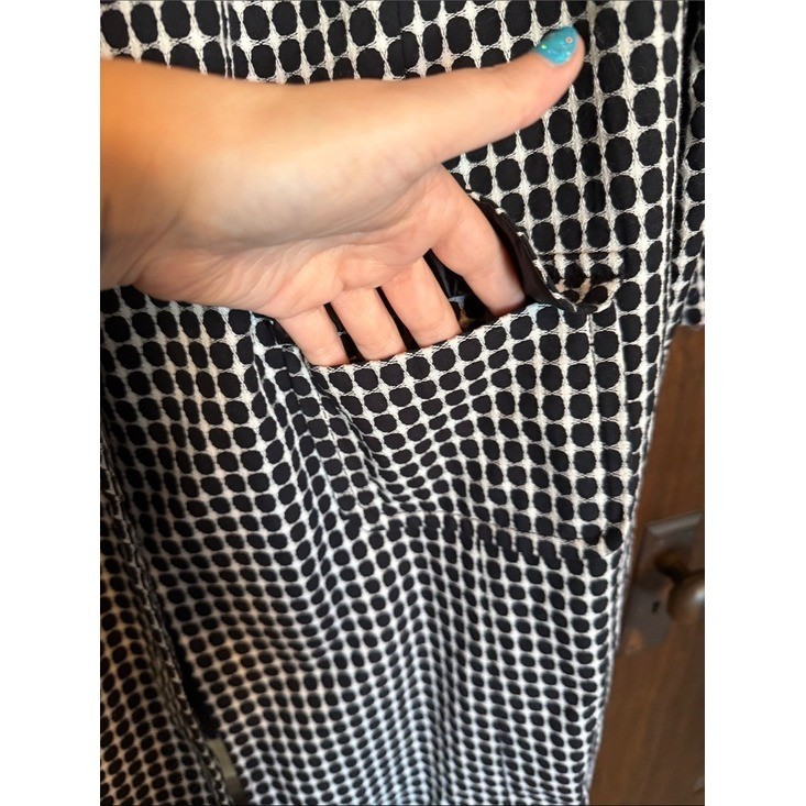 Apostrophe Black White Geometric Dot Print Coat Plus Size 16-18W Mod Retro 60’s