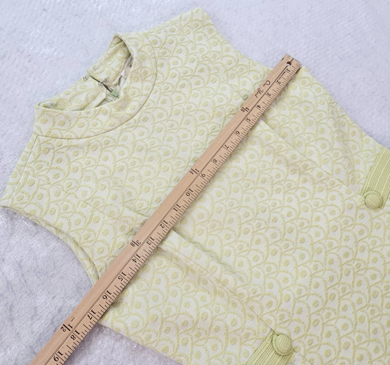 Vintage 60s Leslie Fay Knits Dress Womens Size S 4/6 MOD Jacquard High Mock Neck