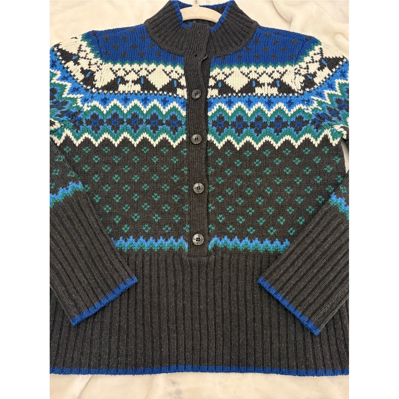 Vintage Liz Claiborne Fair Isle Nordic Wool Blend Ski Sweater Smal heritage knit