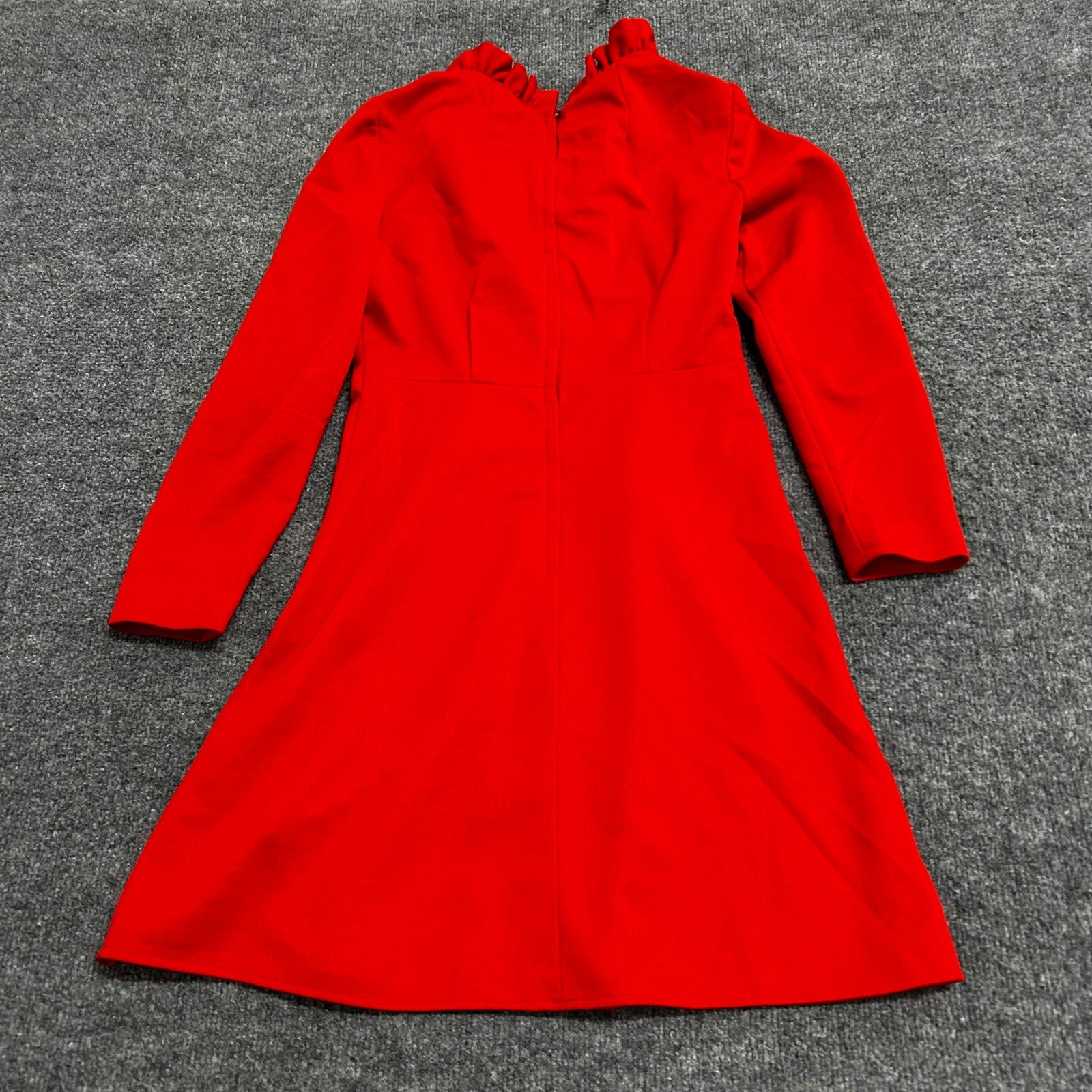 Unbranded Dress Womens Size S Red Ruffle V-Neck Long Sleeve Vintage A-Line Mini