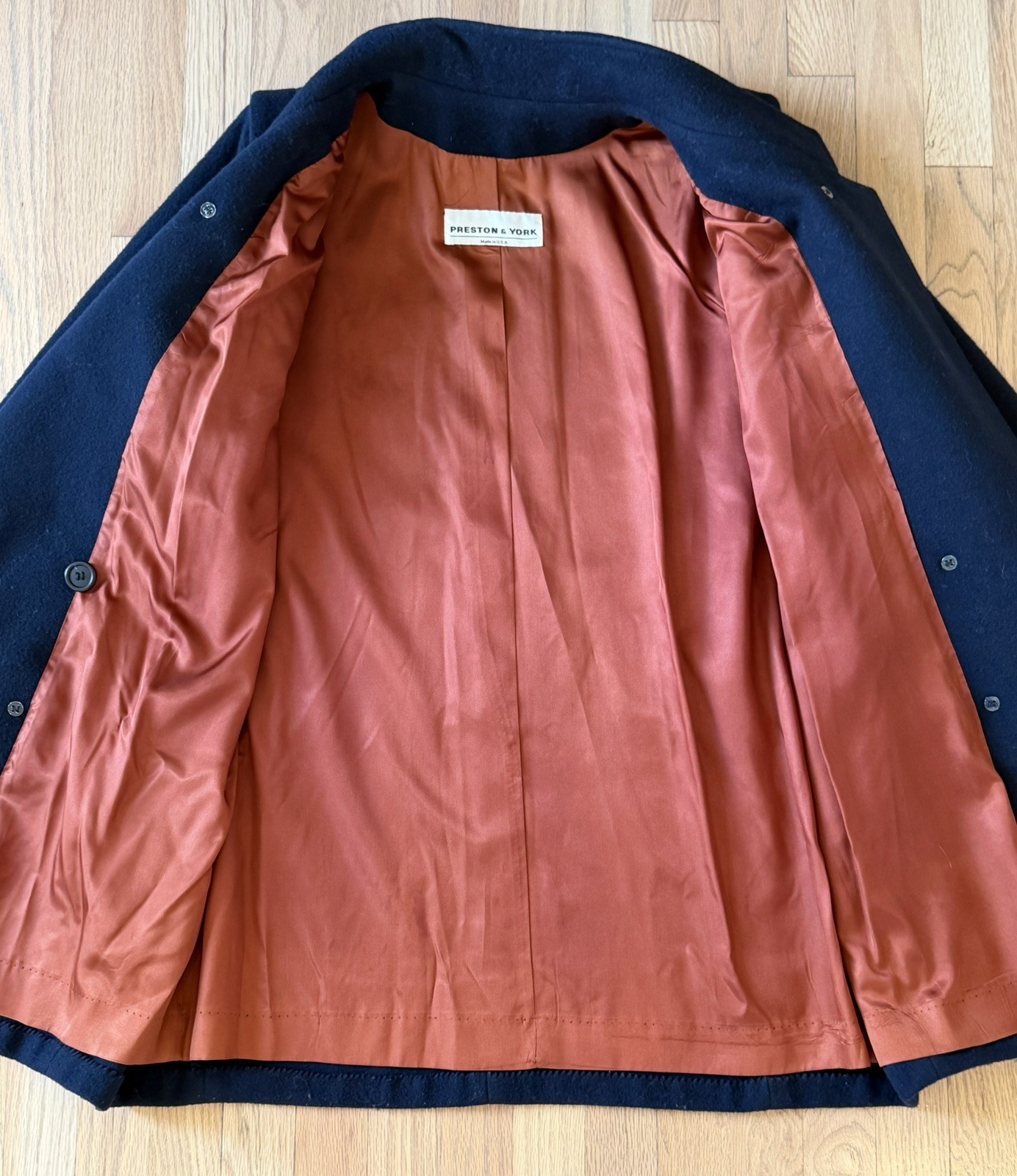 Vintage PRESTON & YORK Navy Blue Coat 100% Wool Forstman Size 12