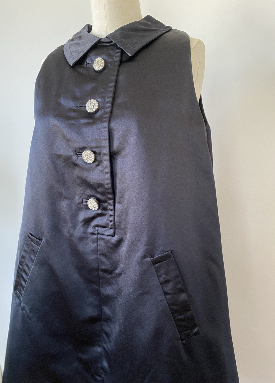 Bill Blass For Maurice Rentner Vintage 1960’s Black Satin A Line Mod Mini Dress