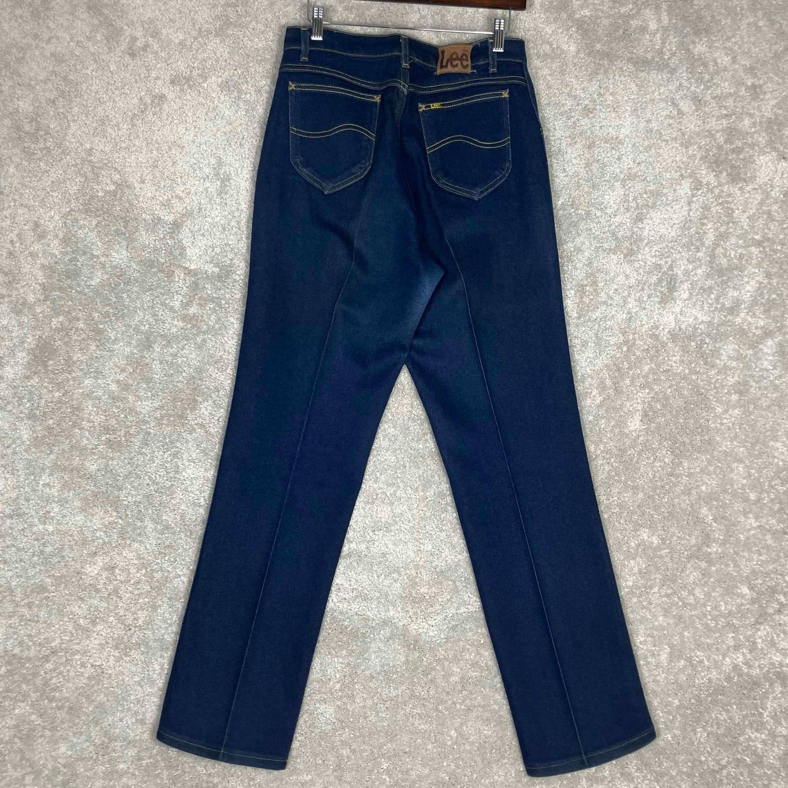 Vintage Lee High Waist Straight Leg Jeans Dark Wash Denim Made in USA 16 28×30