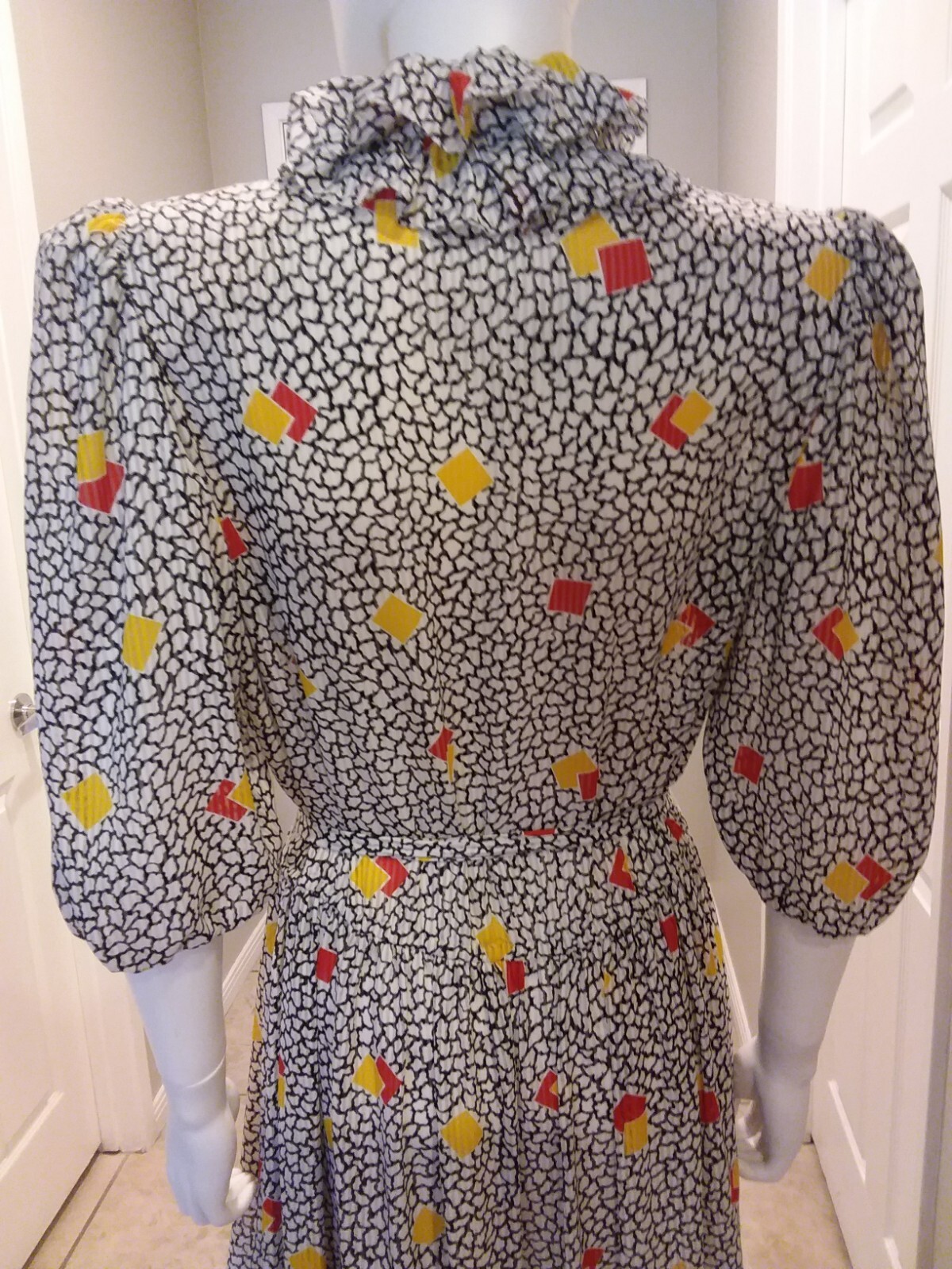 NEIMAN MARCUS CASTLEBERRY Dress Multicolored Size 14 Vintage Shoulder Pads