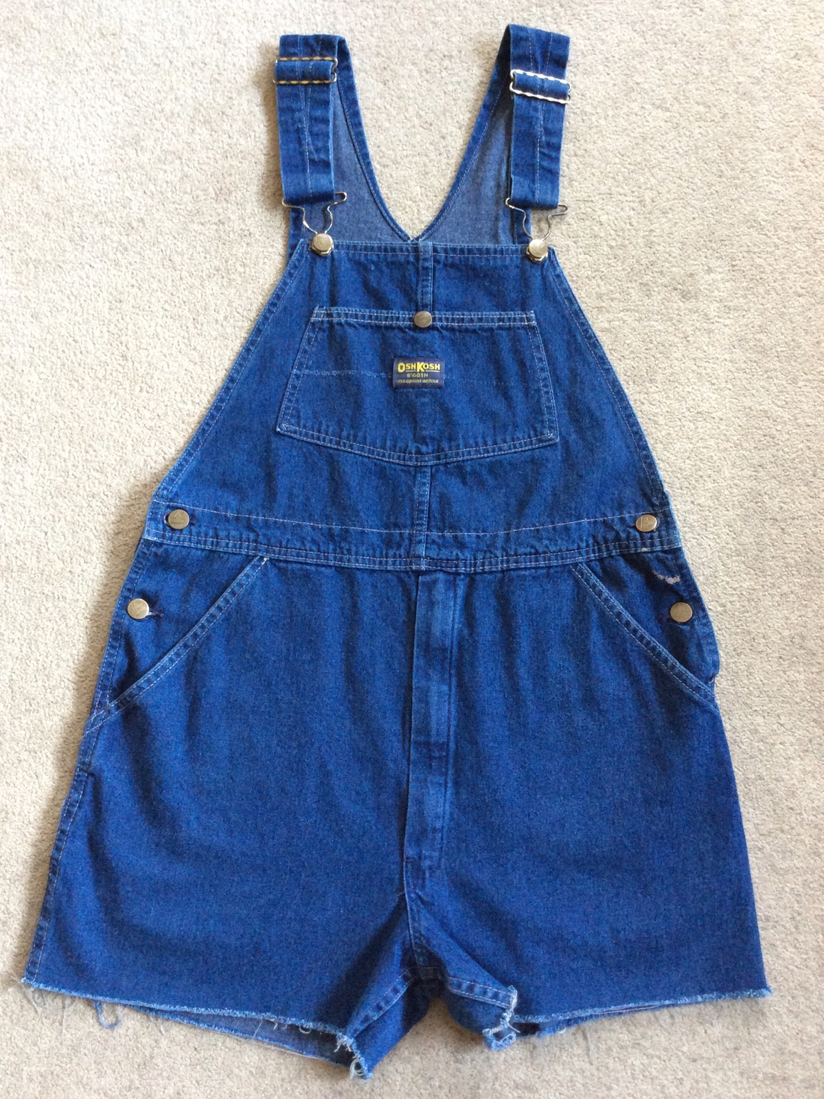 Vintage Oshkosh B’Gosh Vestbak Overalls Jean Cutoff Shorts Size 33/4 Zipper Fly