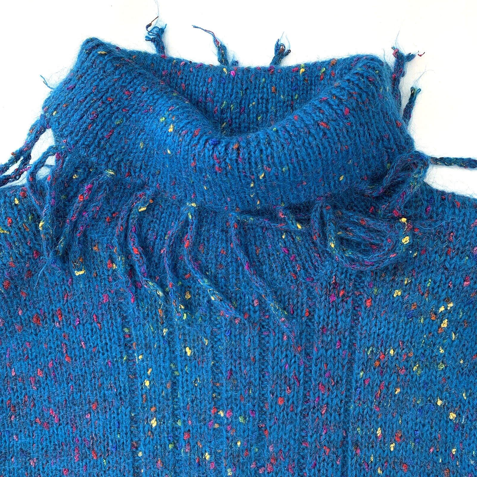 Vintage Mohair Blend Tunic Sweater Pappagallo Oversized Turquoise Confetti Small