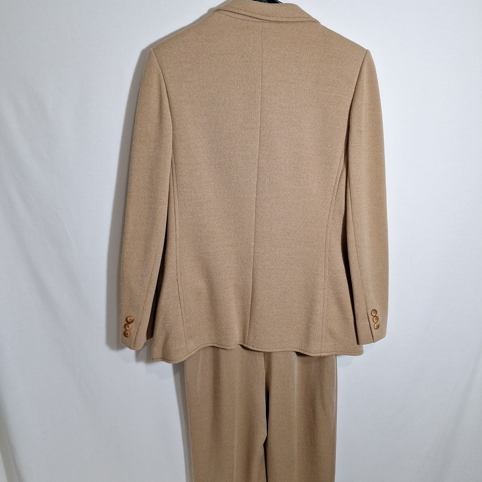 Vintage Bleyle Hooper Camel Wool Pantsuit Set Womens 12 Large Made W Germany 70s
