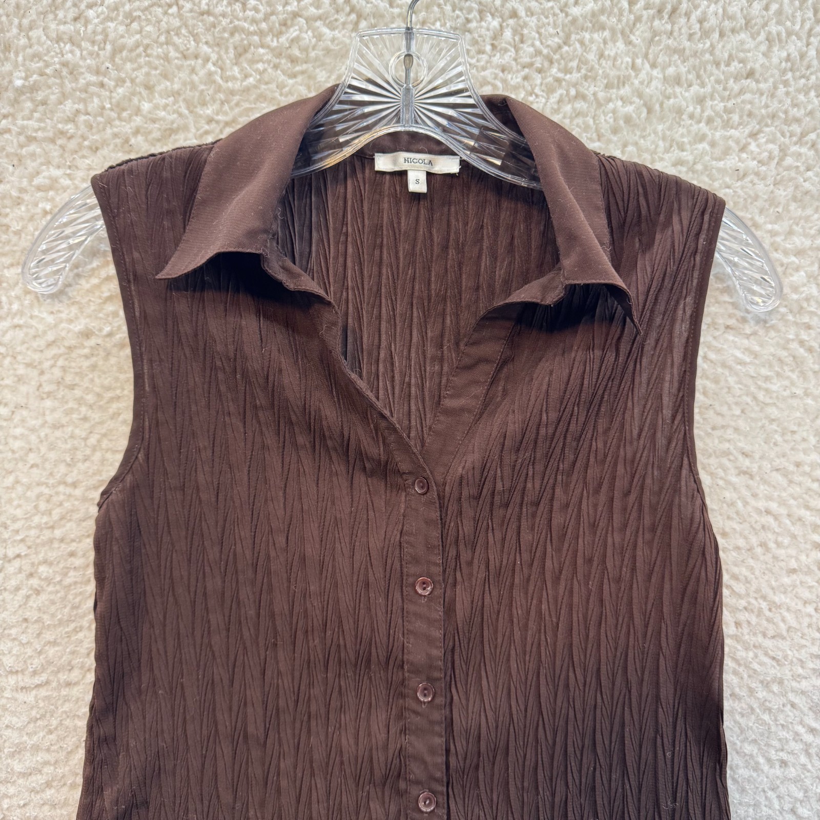Y2K Vintage Button Top Blouse Small Brown Fairy Grunge Whimsigoth Corpcore