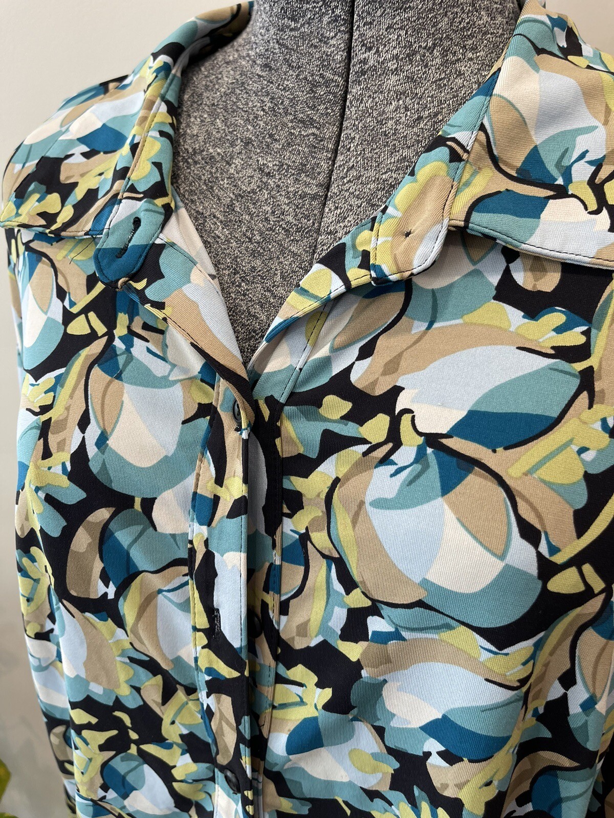 Lane Bryant Button Up Blouse-polyester Spandex Size 14/16-Y2K-90s-blue Green