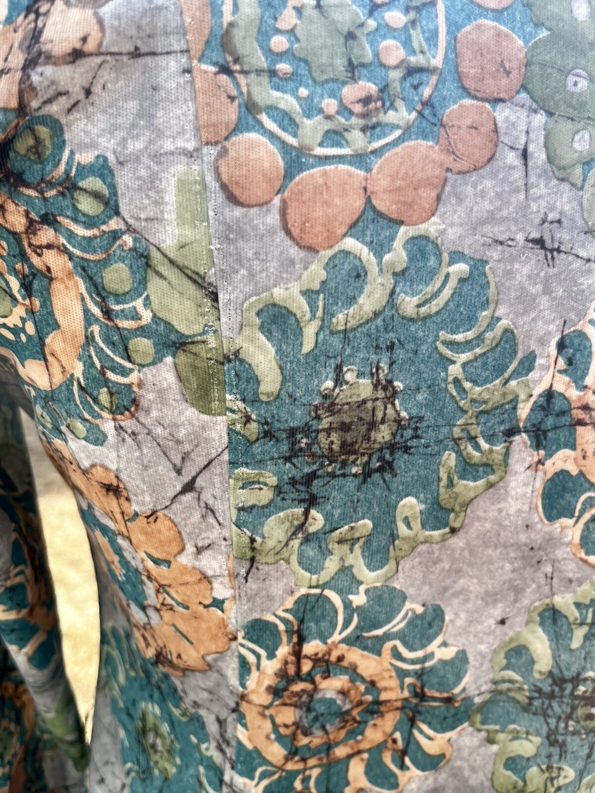 Homemade Paisley Green Long Sleeve Dress 1970s Style Vintage? 30 Waist 35 Bust