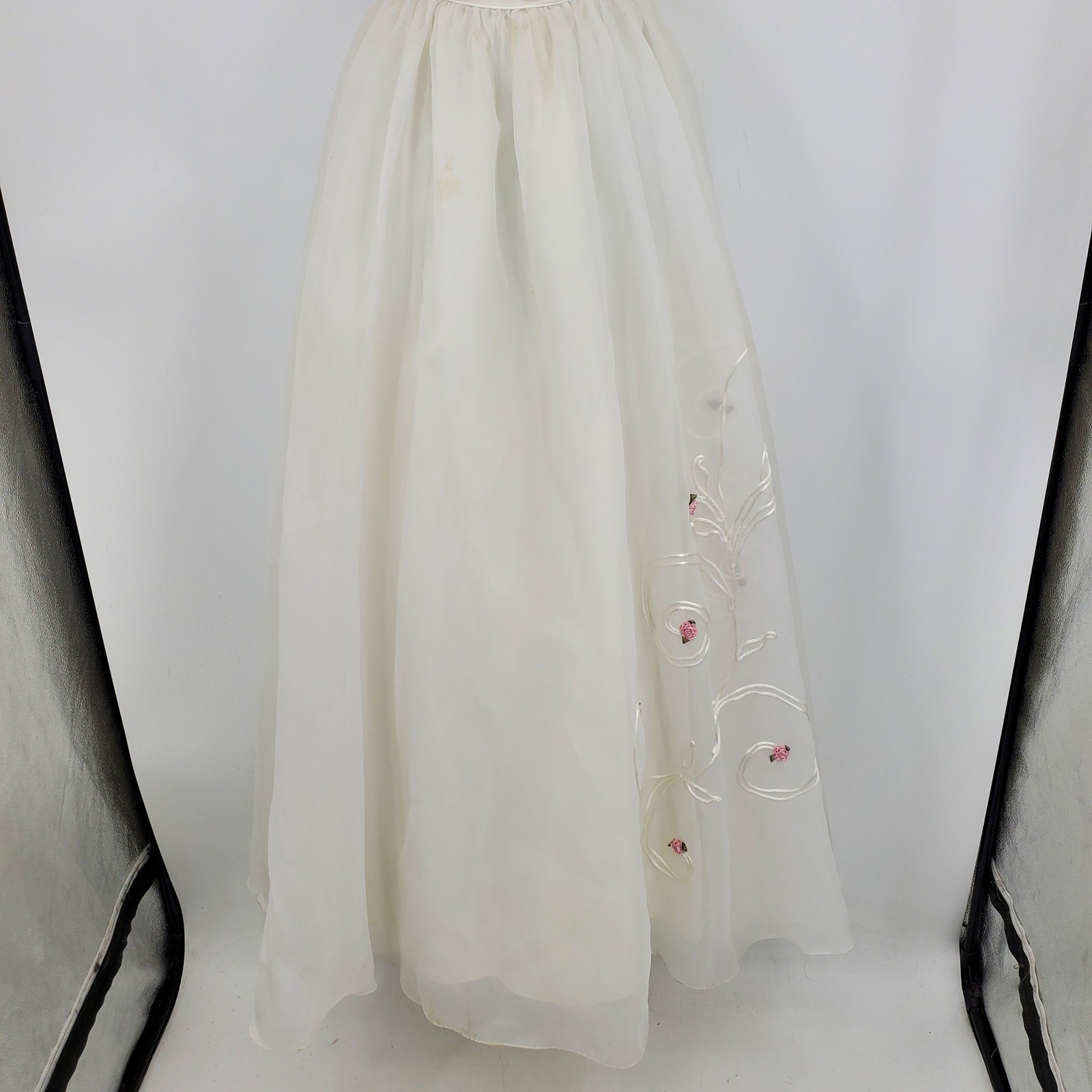 Vintage Mike Benet Formals Strapless Floral Ribbon 3D Rose Gown Dress 8 Coquette