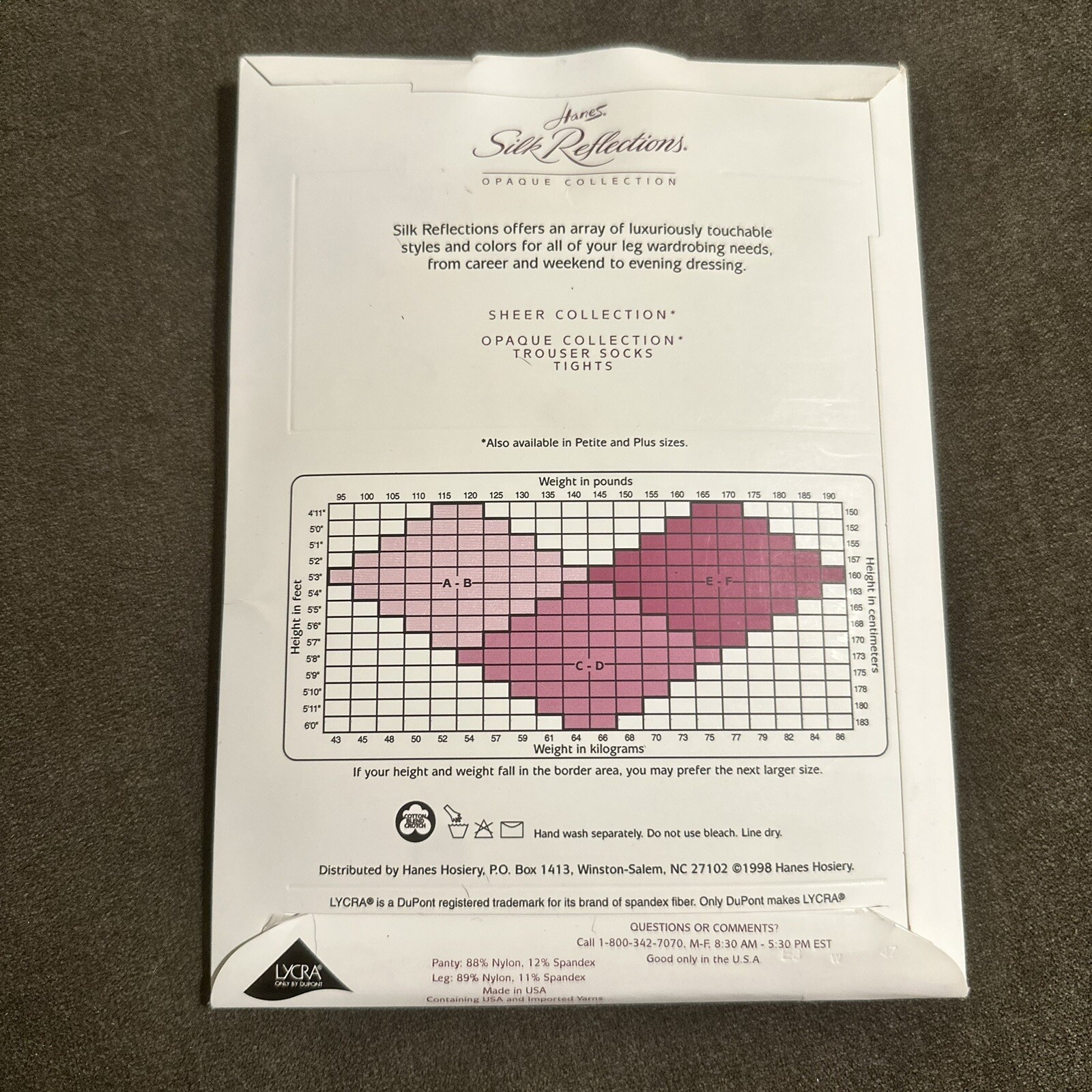 NEW ‘98 Hanes Silk Reflections Opaque Collection Pantyhose Size CD Aubergine M10