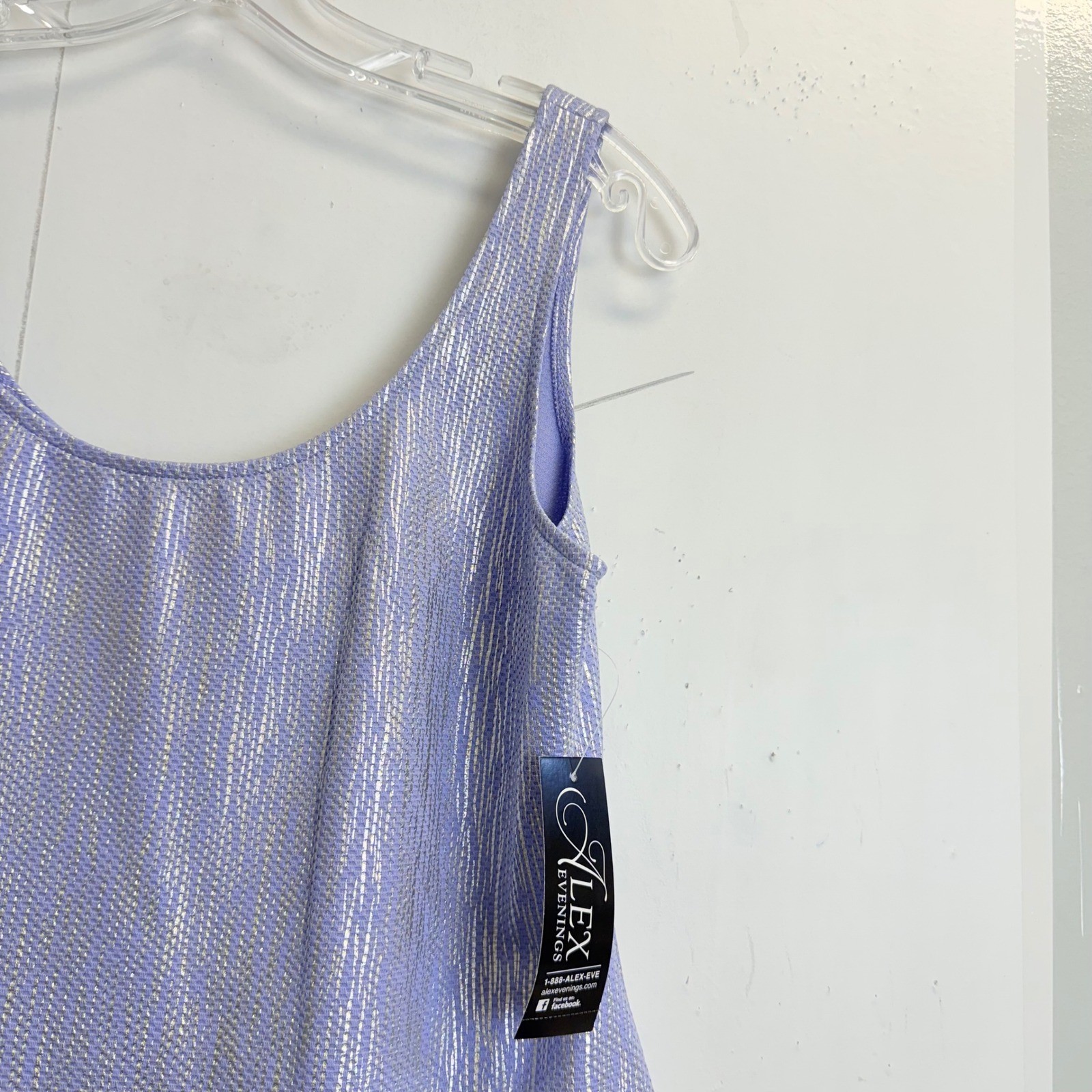 Alex Evenings Petite SP Lavender Silver Metallic 2pc Jacket and Tank Set NWT
