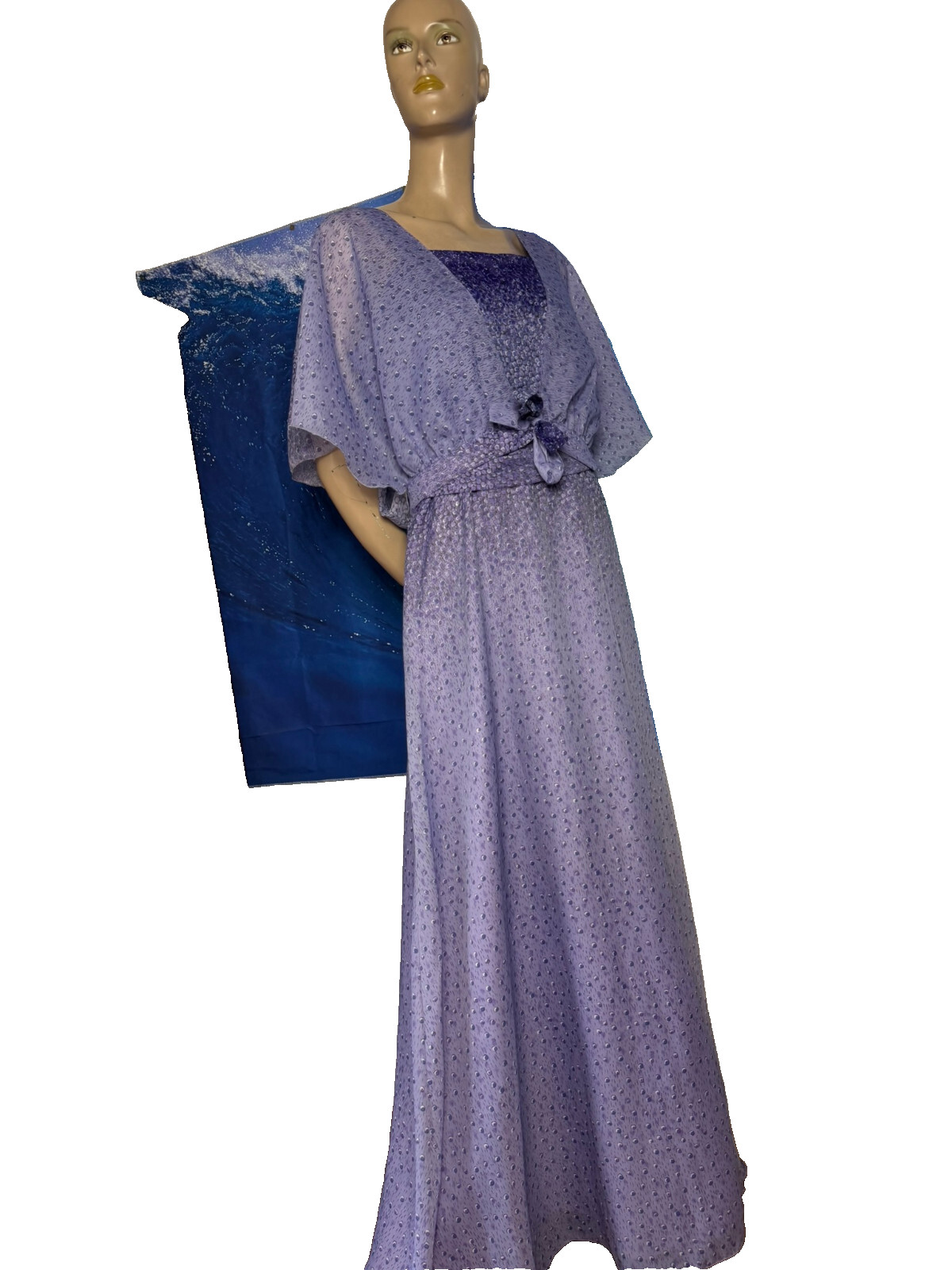 Vintage 70s Maxi Dress Kleemeier Hof Purple Evening Gown w/ Bolero Boho Gala 38 40