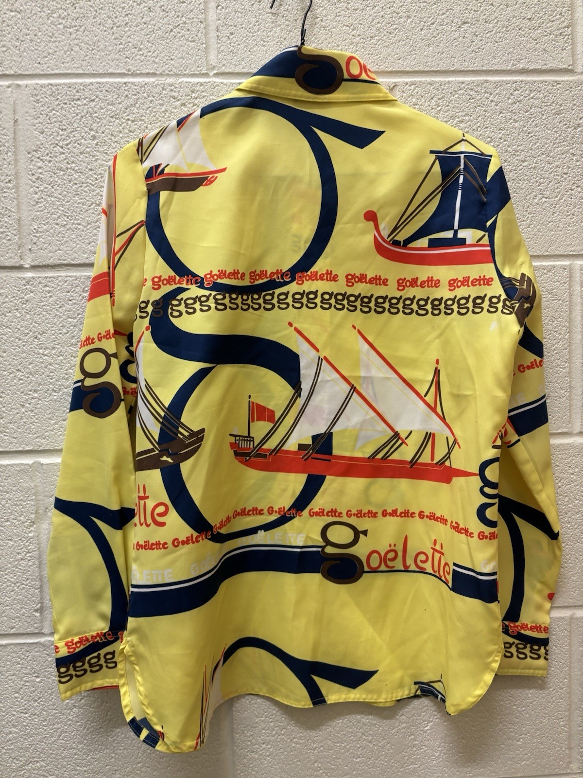 King James California Shirt Women’s Size 12 Geometric Print VTG Boats Swedish
