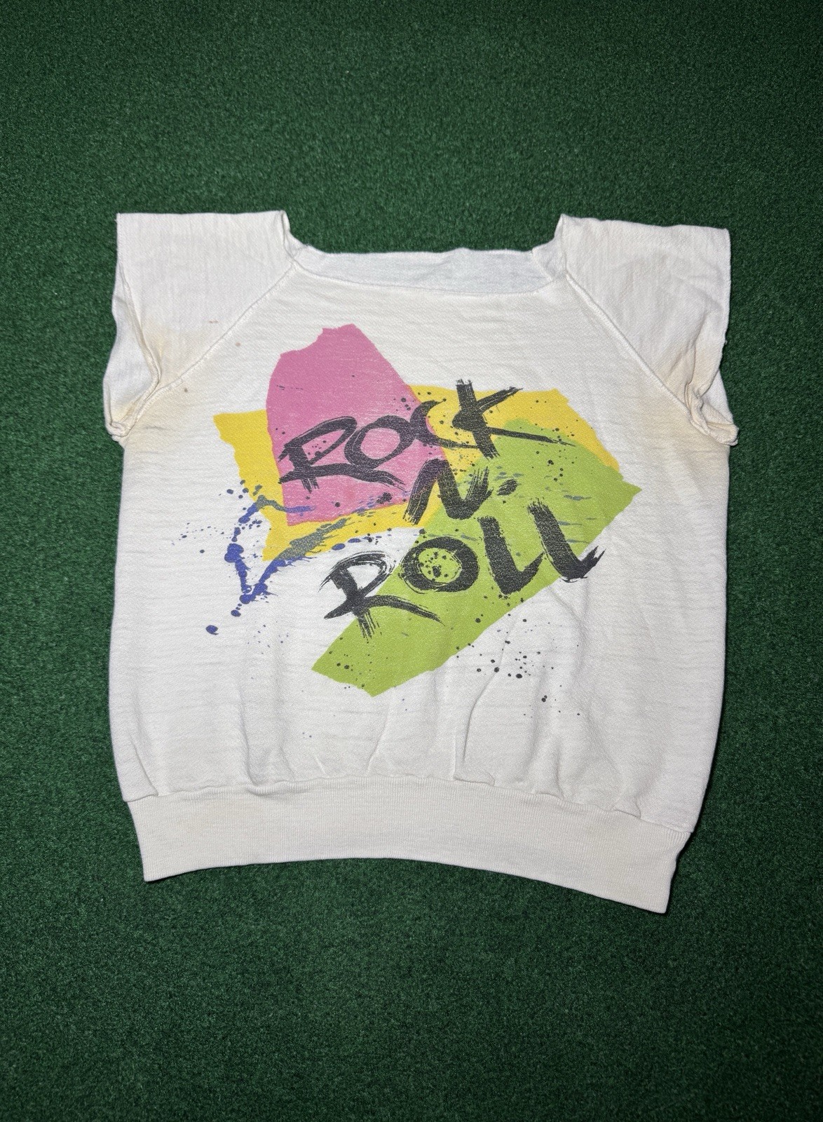 Rock N Roll Vintage Sweatshirt Sleeveless Grunge 70s 80s XS 18×20 True Vintage