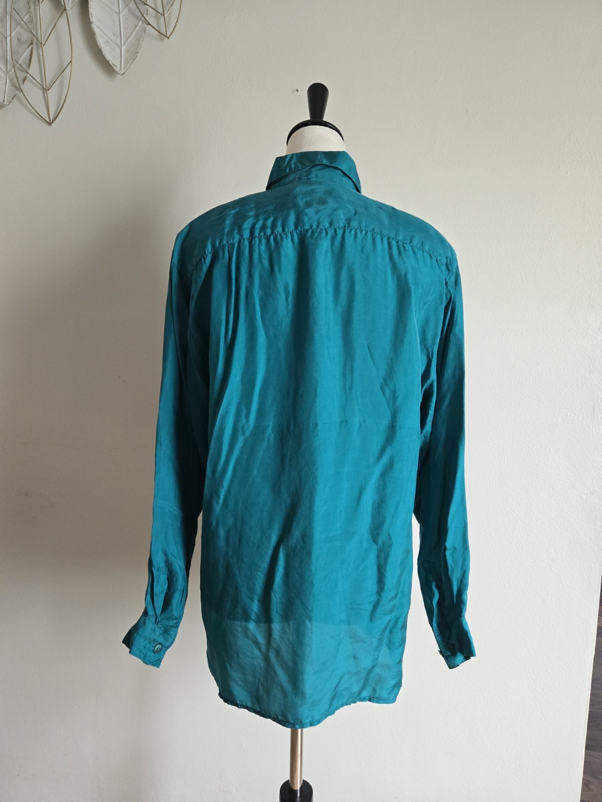 Vintave Shirt Joule Energy Teal Green/silk/sizeM/blouse/pocket/button/longsleeve