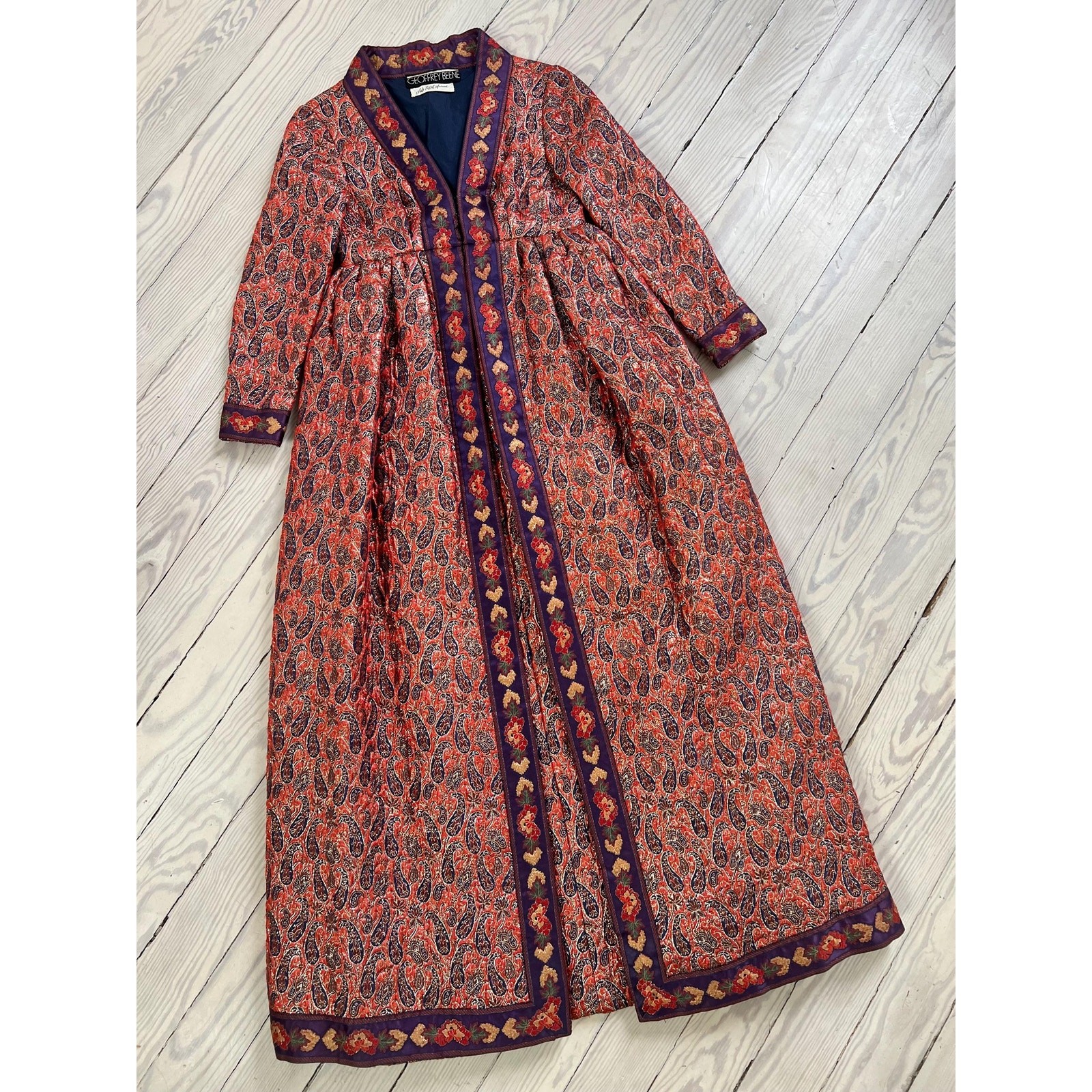 1969 Dress / 60s Geoffrey Beene Documented Metallic Brocade Dress / Extra Small