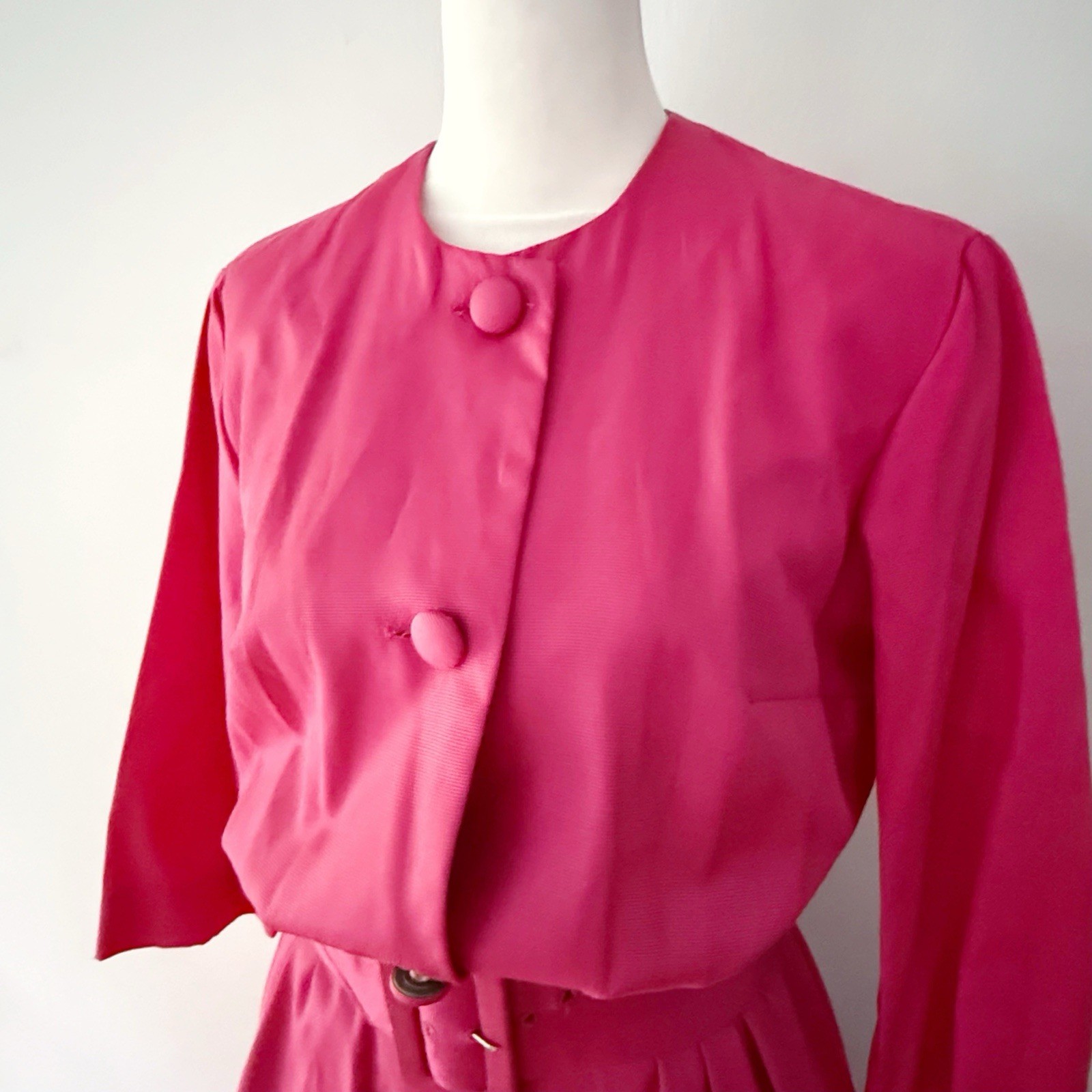 Vintage Women 60s 70s Belted Button Down Midi Shirt Dress Office Retro Classy