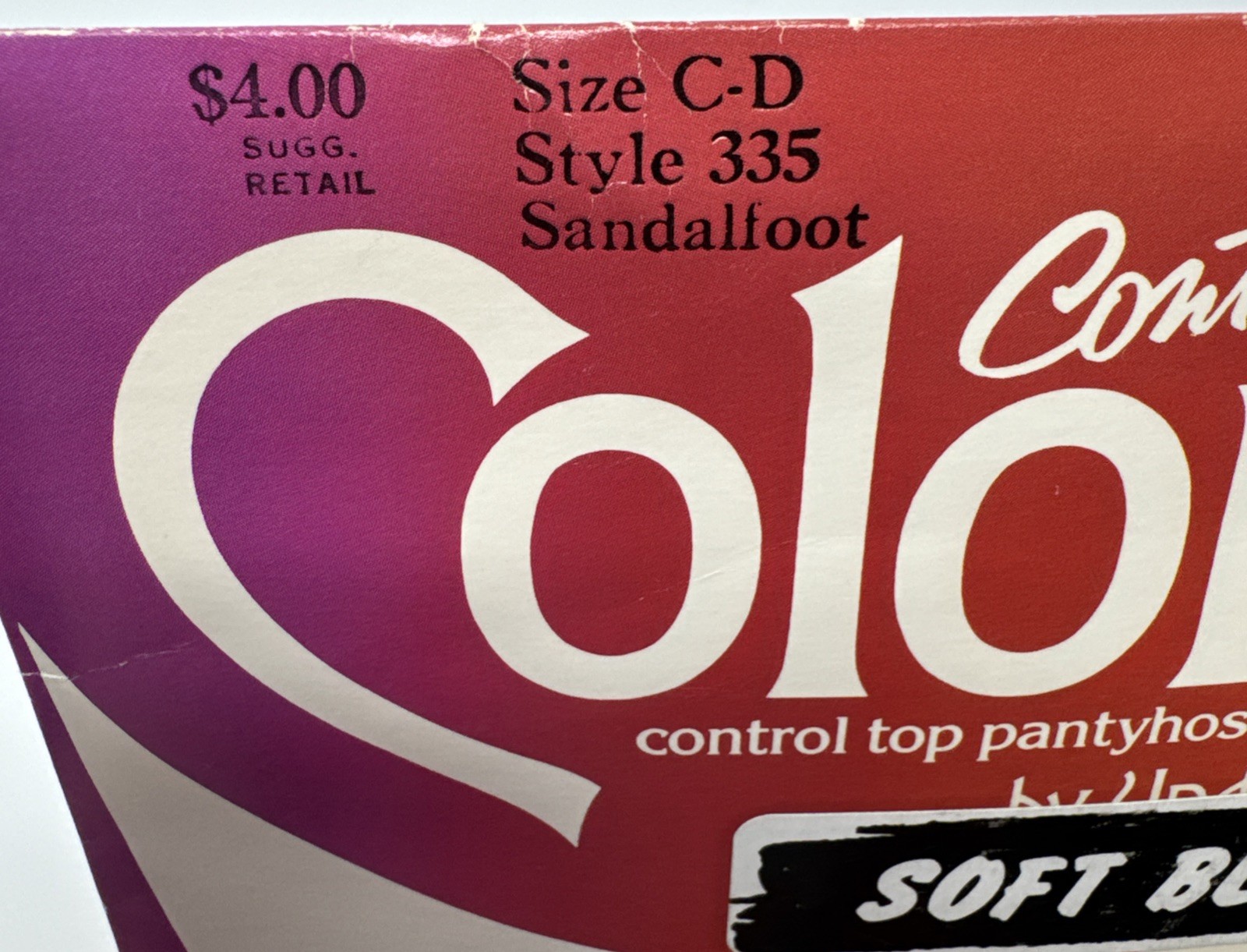 Vintage Coloralls Control Top Pantyhose(Size C-D Soft Black)Style 335 Sandalfoot