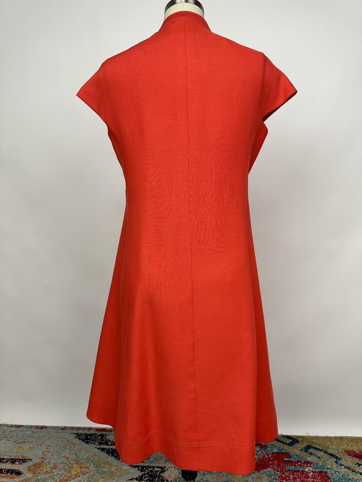Vintage 1960s Geoffrey Beene orange Red Linen Dress Mod GoGo As Is 60s Designer