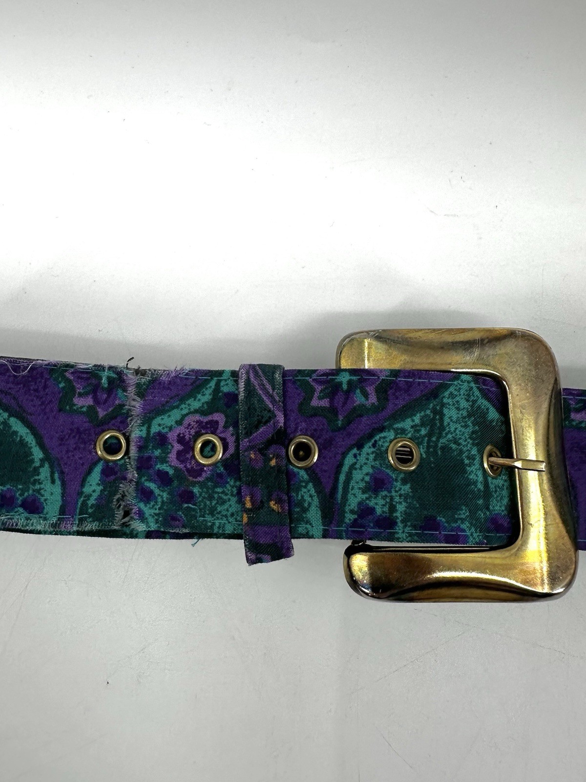 VTG 80’s Serbin of Florida Teal Purple Floral Hostess Artwear Boho Dress HH42