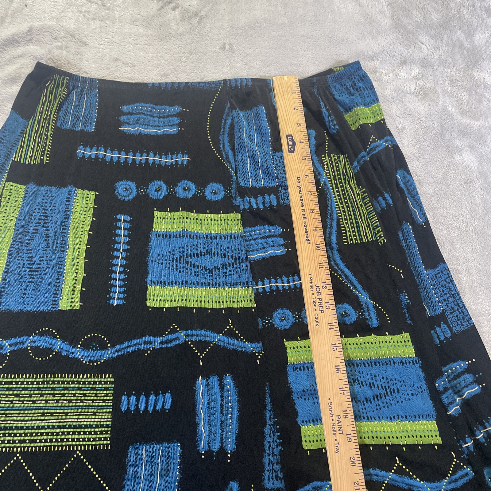 Vtg Renaissance Swing Skirt Woman 2x Abstract Print Elastic Waist Festival Boho