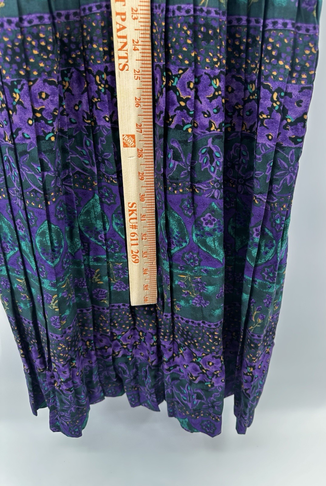 VTG 80’s Serbin of Florida Teal Purple Floral Hostess Artwear Boho Dress HH42