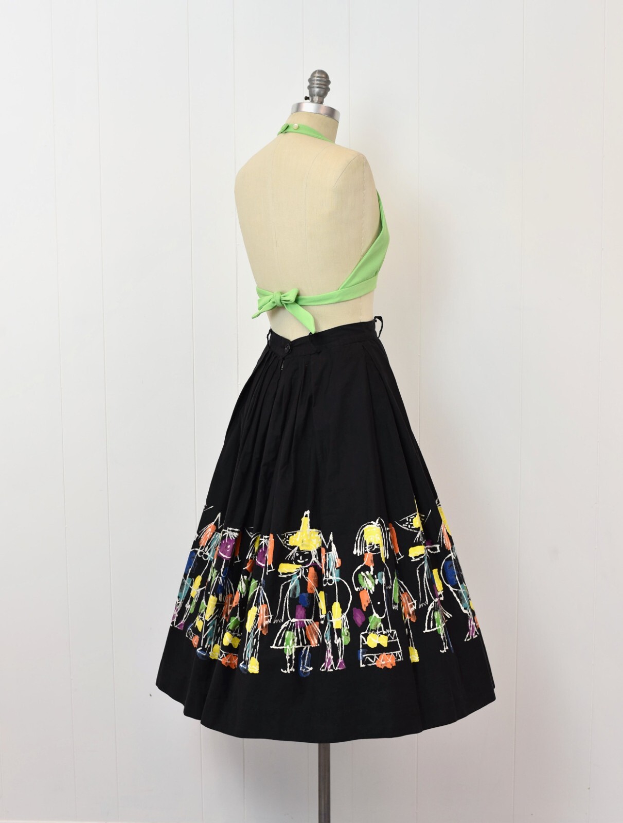 Vintage 1950s 1953 AAA Novelty Print Circus Days Hans Moller Cotton Pinup Skirt