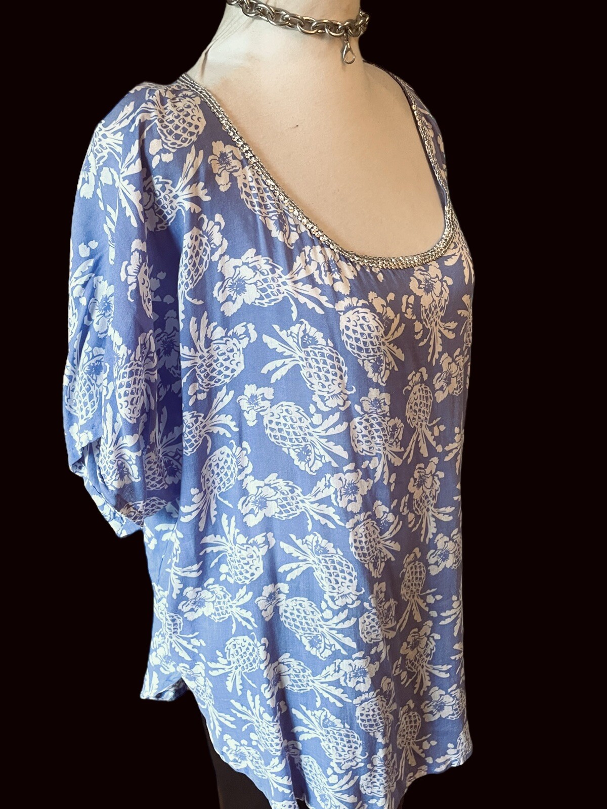 Beth & Tracie Barbados Luxury Resort Wear Glam Vintage 90s Top Floral Size L