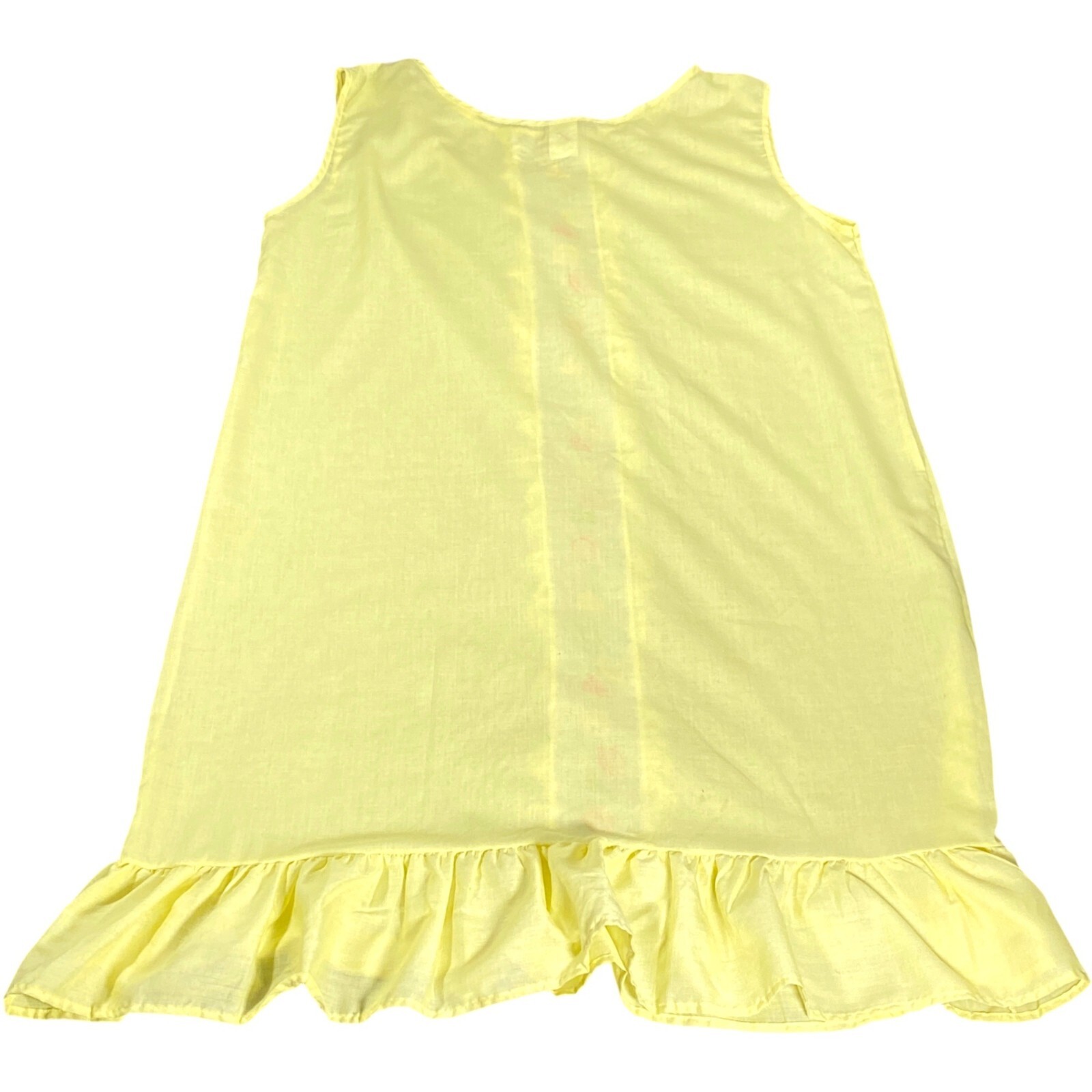 Vintage Nightgown Womens L Yellow Sleeveless Embroidery Lace Rushed Hem Modest
