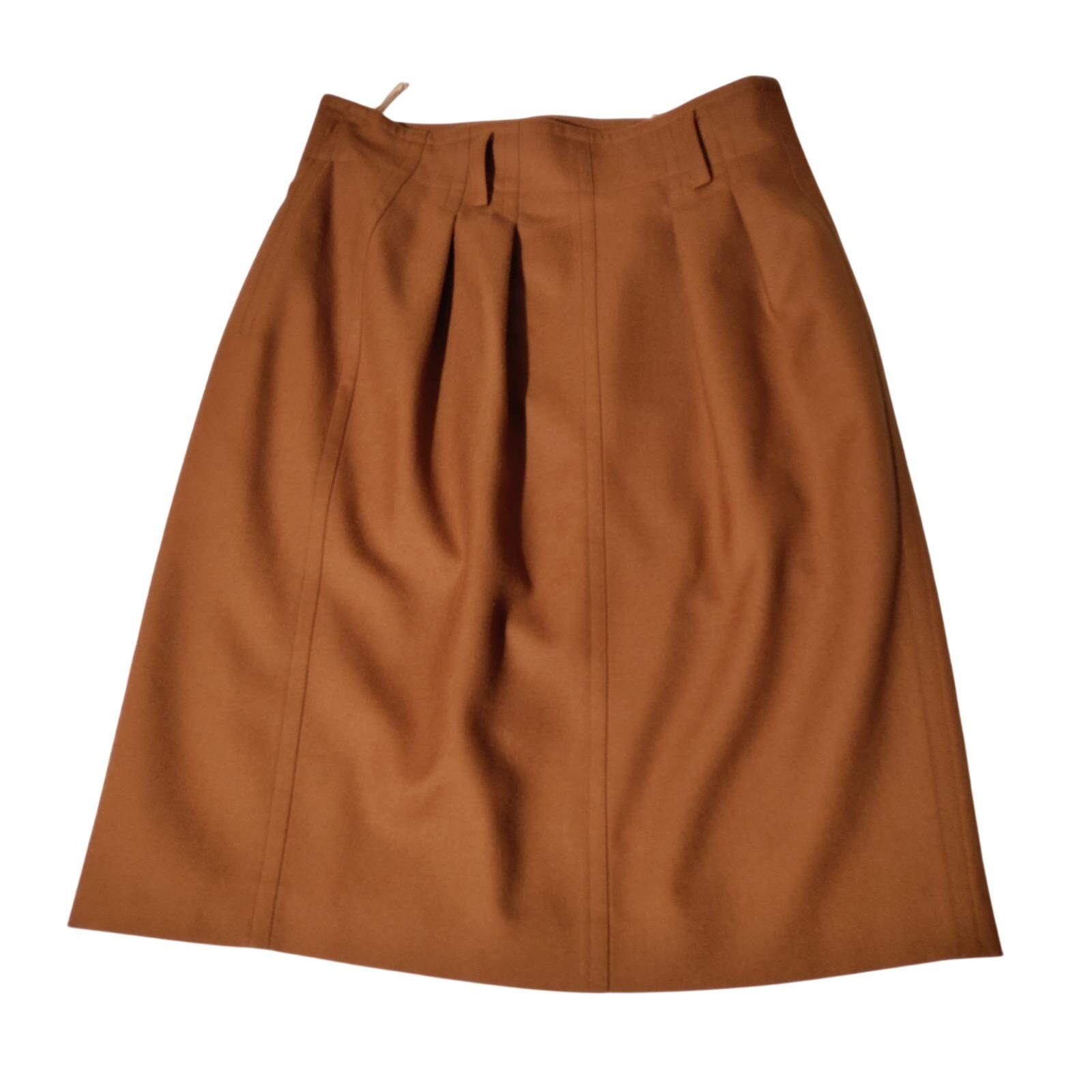 Mondi Vintage West Germany Pure Wool Pleated Skirt Camel Brown Sz 42 (31″ Waist)