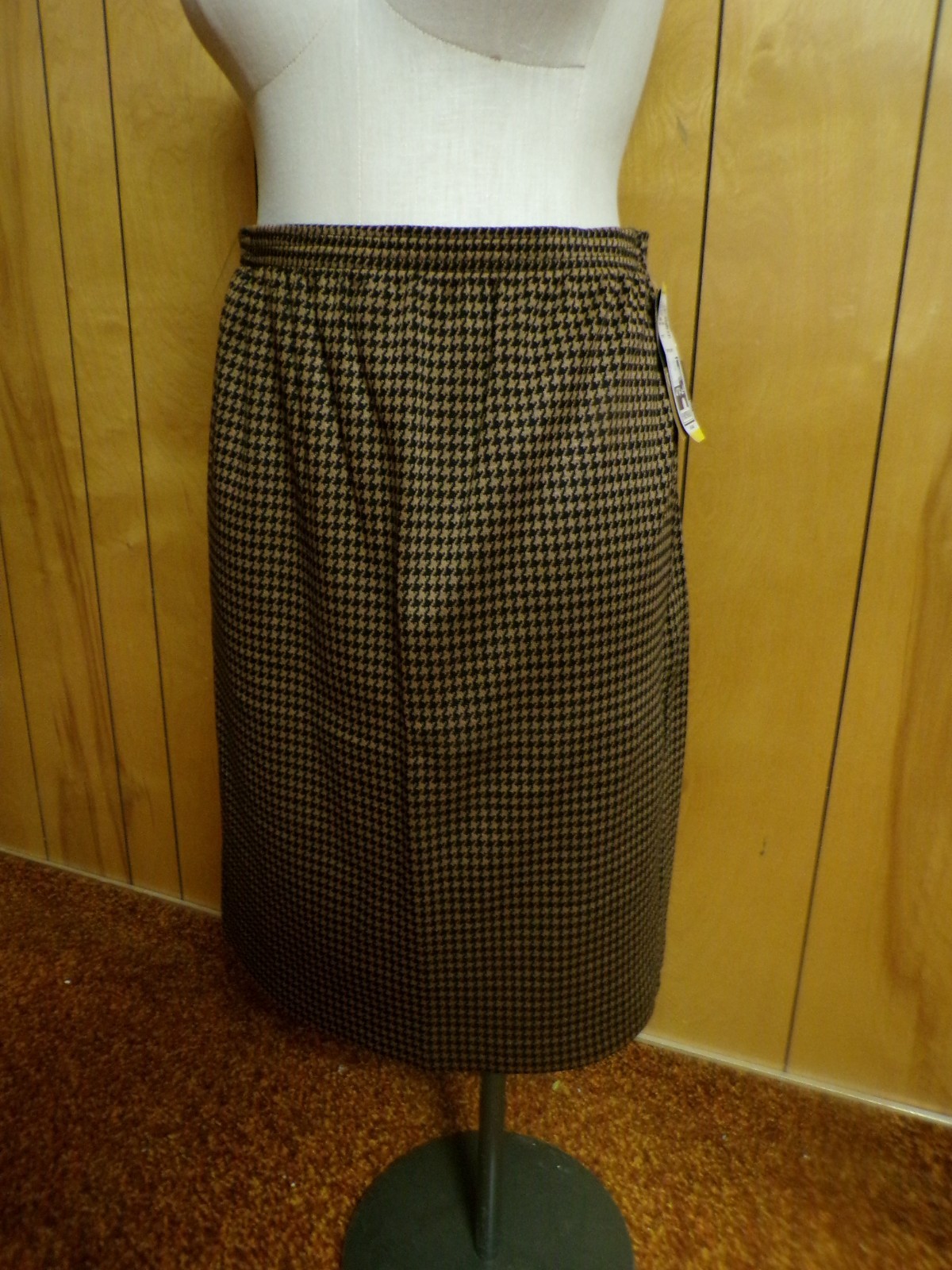 Vintage Cappuccino by Cape Cod Brown Black Herringbone Skirt Waist 38-46″ XL NWT