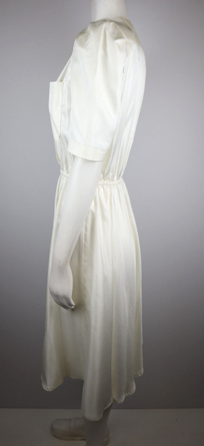 Leslie Fay Vintage Women’s Shirt Dress Size 8P Ivory White Short Sleeve A-Line