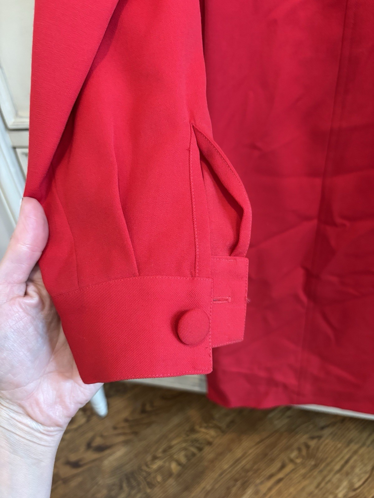Vintage 1990s Wool Talbots Red Collared Midi Dress Long Sleeve Size 10