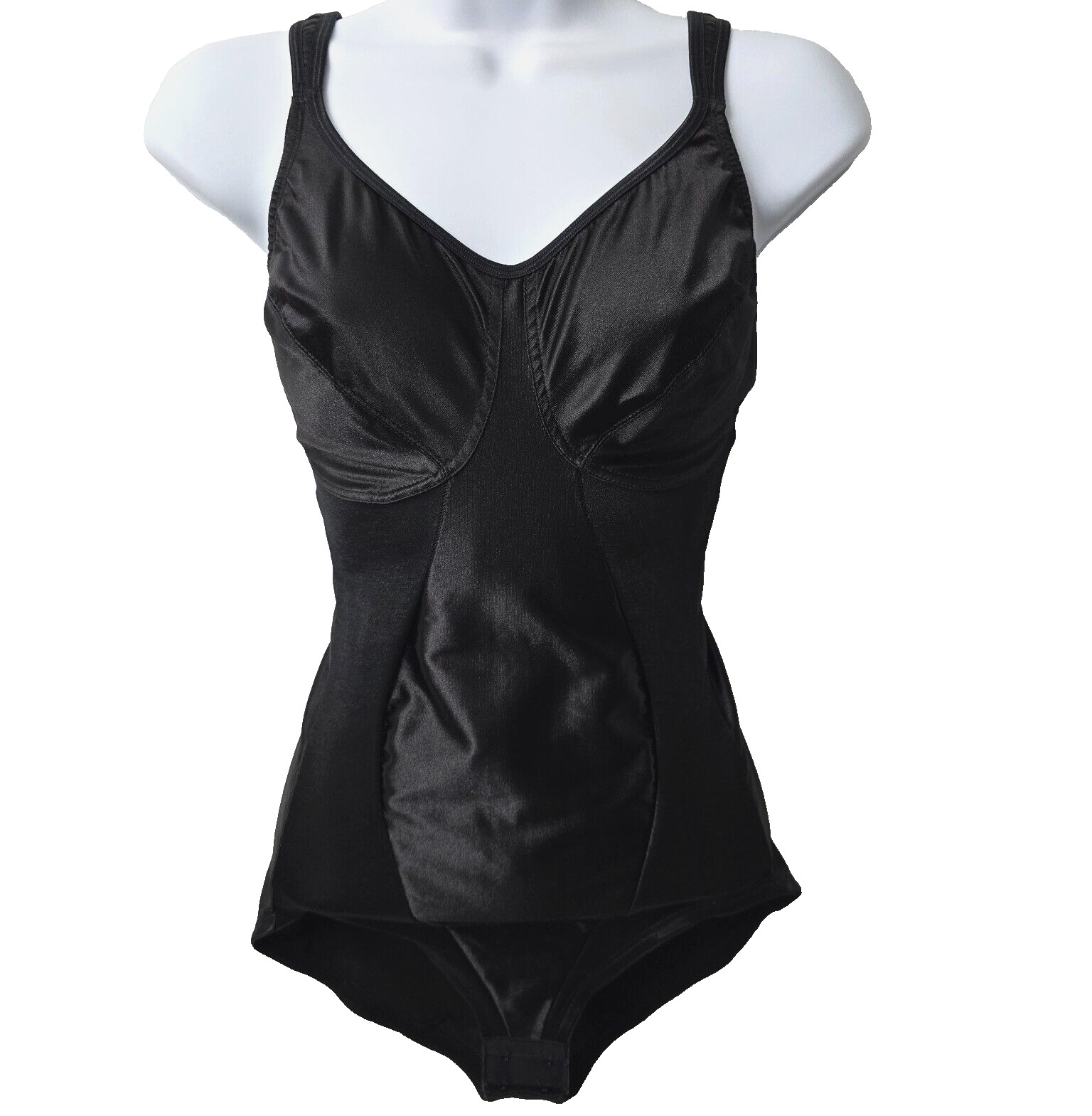 VTG Miraclesuit Fit Sense Bodysuit 36D 36 D Lingerie Shaper Black Nylon 90s Y2K