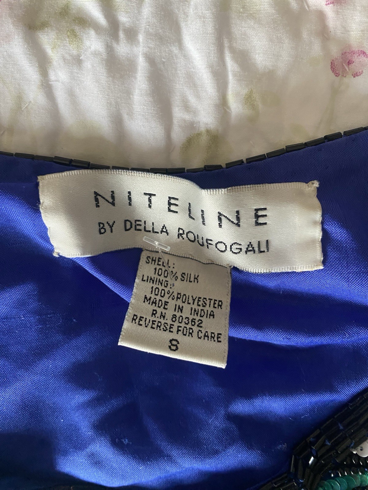 Stunning Vintage Beaded Blue Silk Jacket Niteline by Della Roufogali
