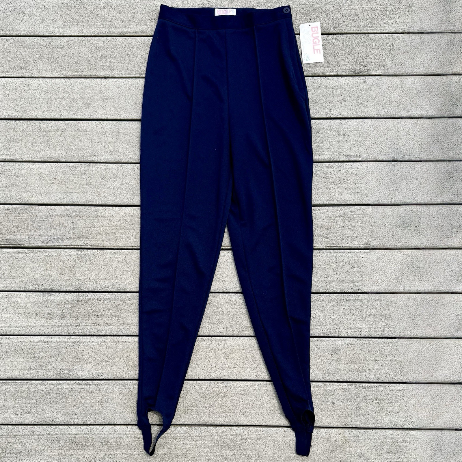 NWT! Vintage Retro 1980s 80s Navy Blue Bugle Boy Stirrup Pants Women Sz M 9/10