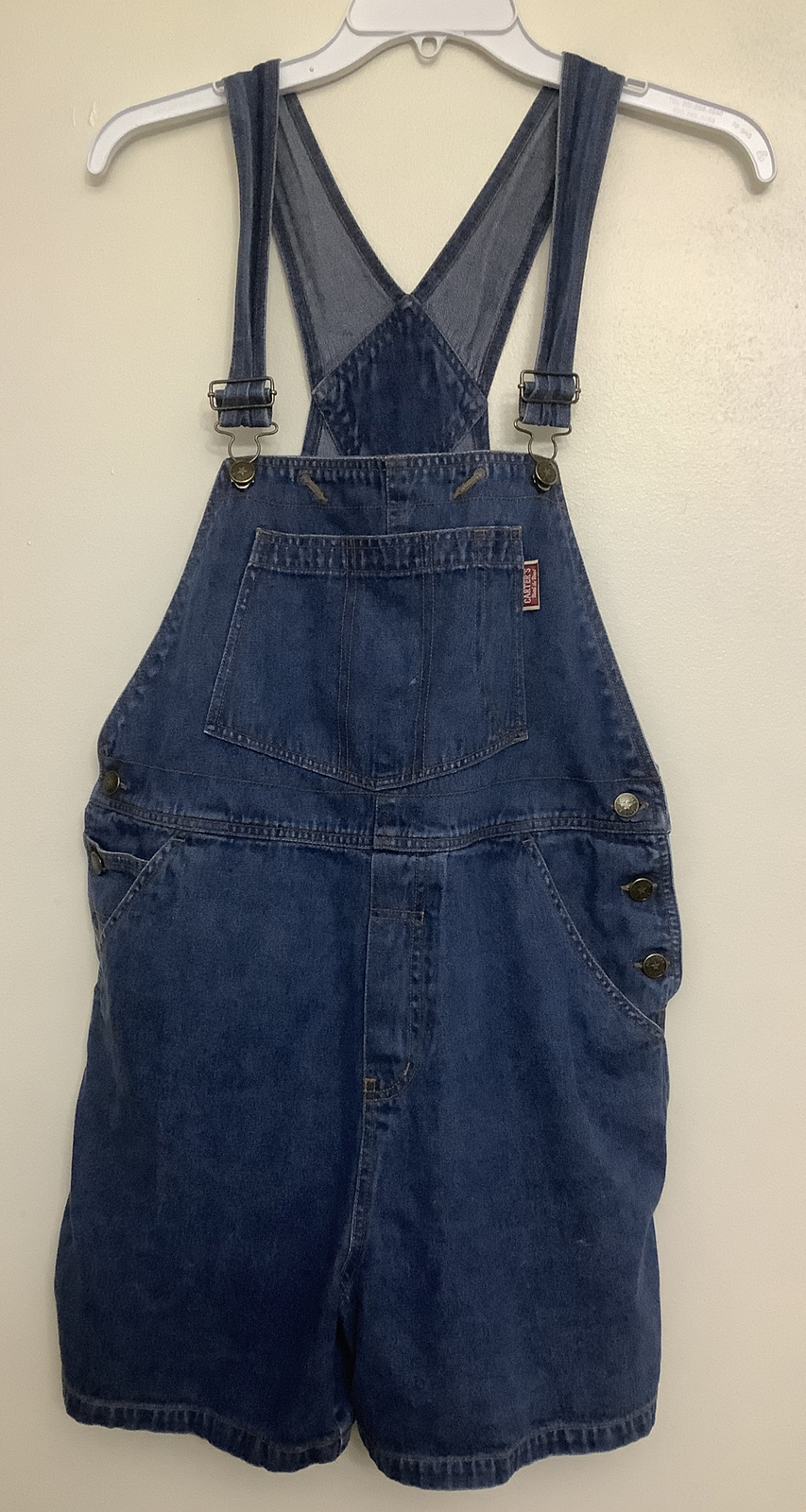 Carter’s Watch The Wear Denim Overall Women Shorts Size Large Jumpsuit Vngt