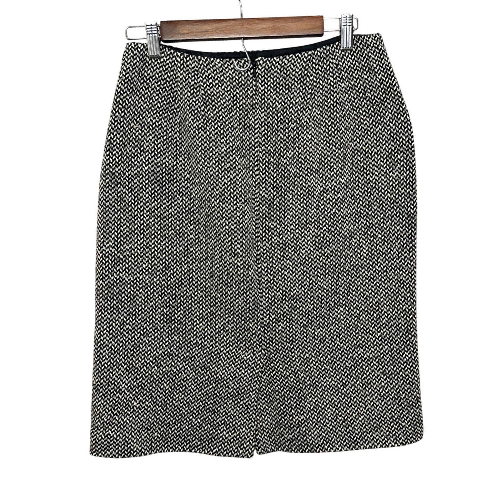Brooks Brothers Mainline Collection Wool Pencil Skirt 6 Black White Vintage 90s
