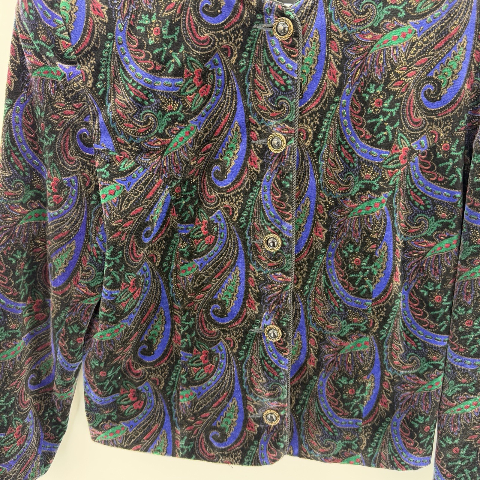 Tan Jay Oui Petites Nygard Paisley Print Blazer Jacket Size 8P 100% Cotton