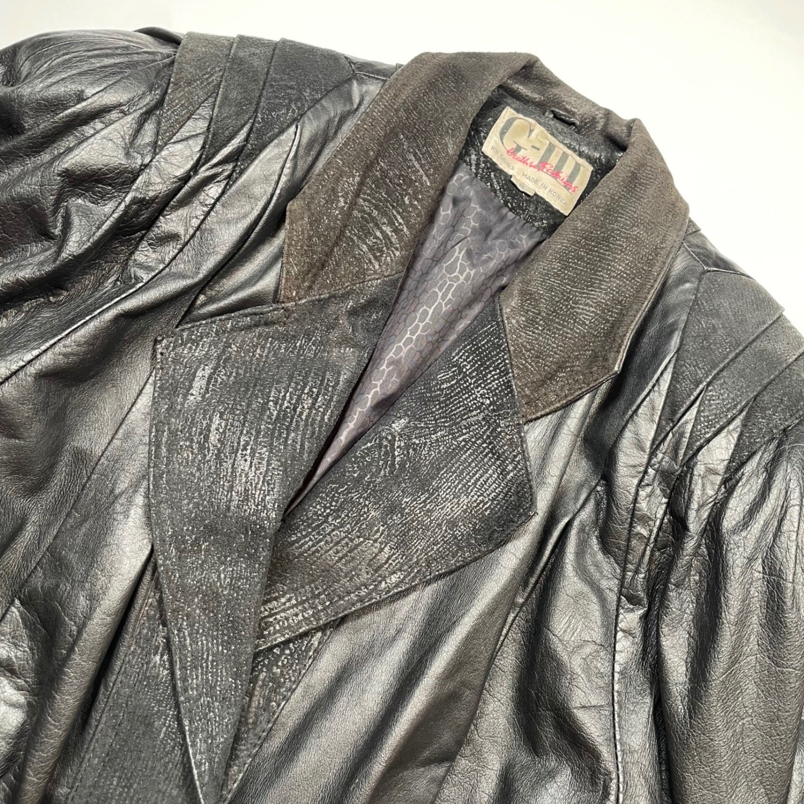 Vintage G-III Leather Fashions Black Cropped Jacket 80s Pleated Shoulder Small
