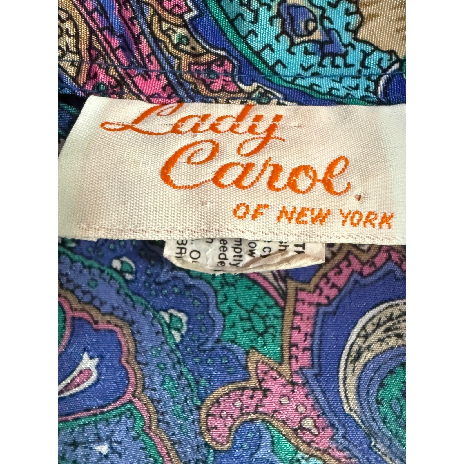 Vintage Lady Carol of New York Blue Paisley Floral Shift Dress Size 12 Retro